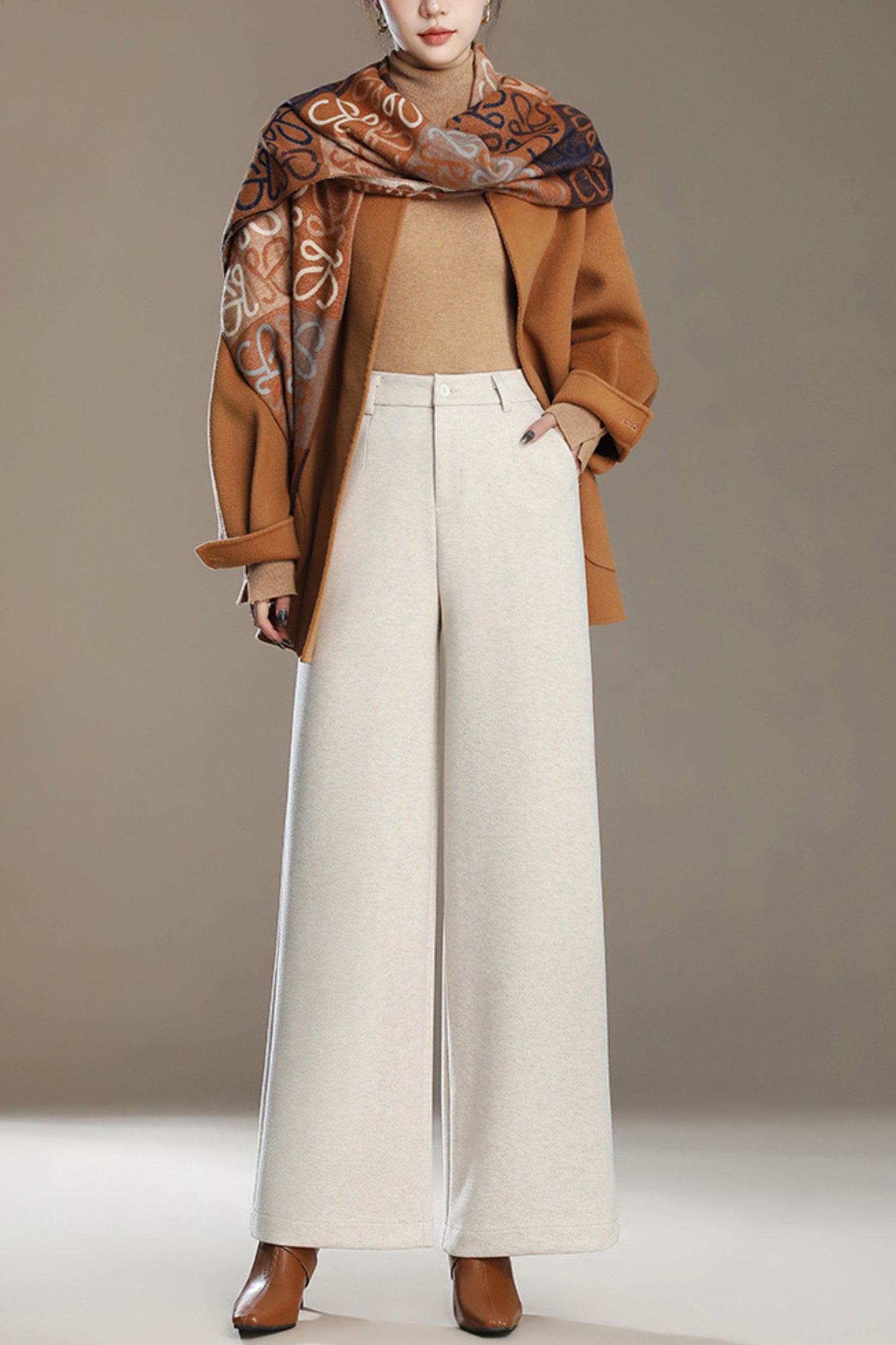 Wide leg autumn/winter wool pants c5092