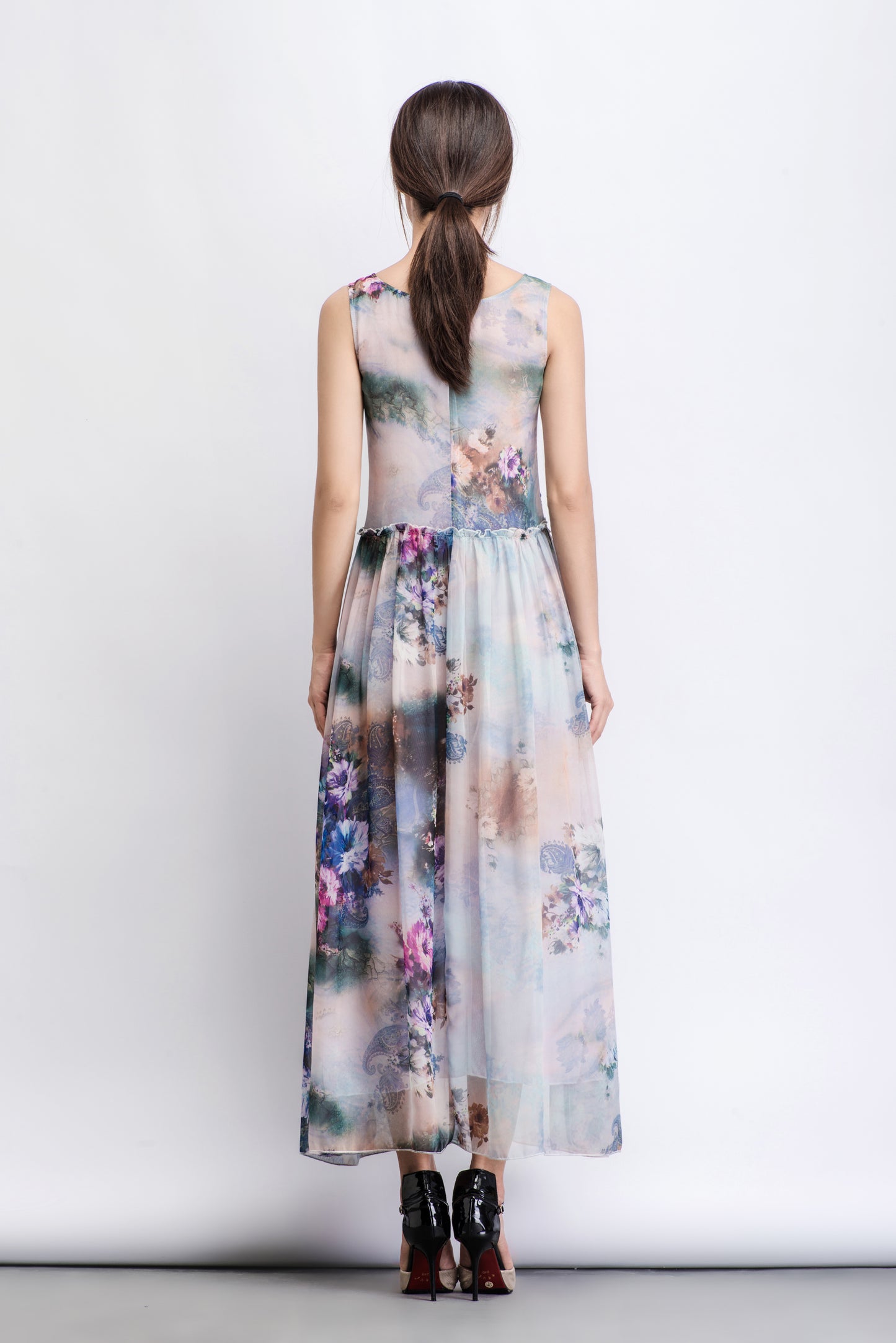 Floral summer prom chiffon dress C470