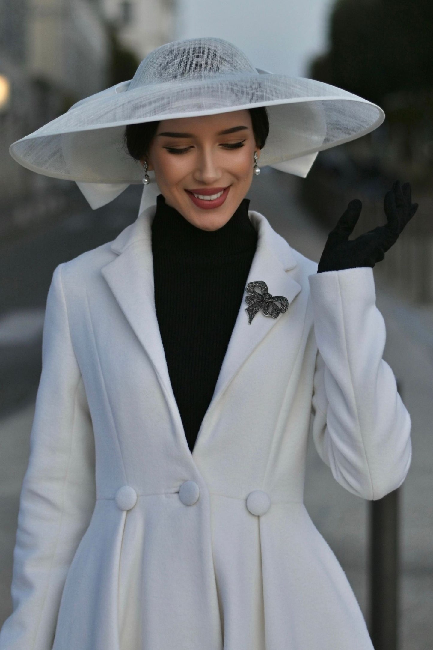 White Wedding Maxi Wool Coat C5300