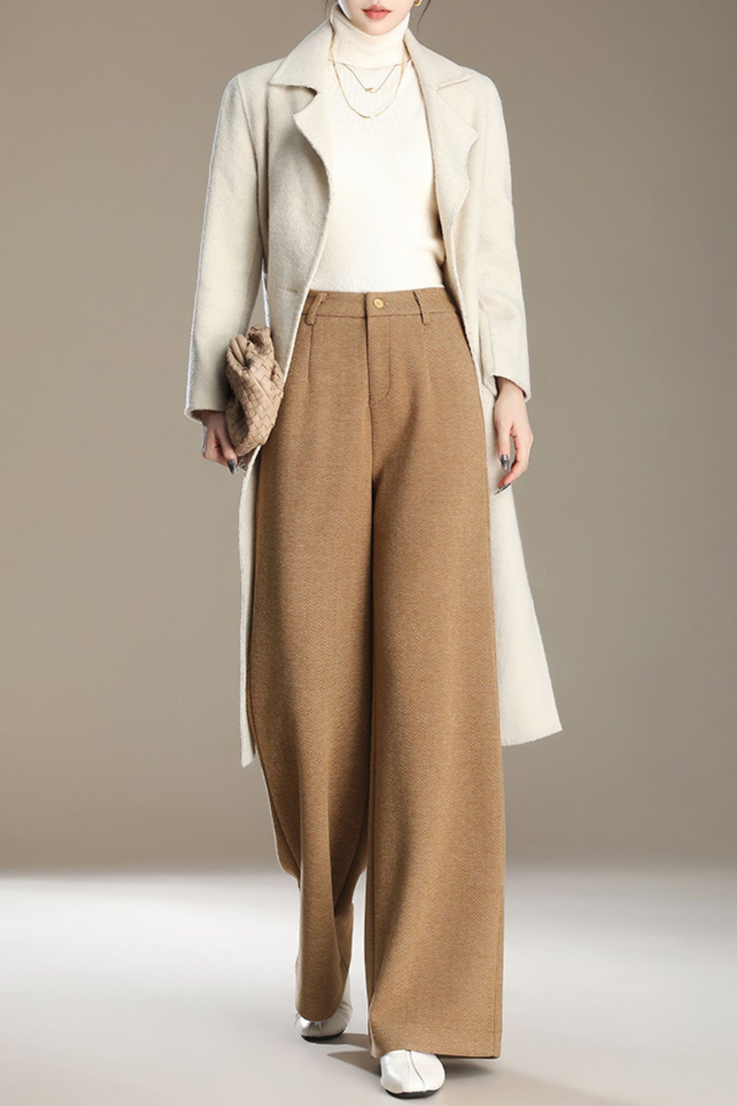 Wide leg autumn/winter wool pants c5092