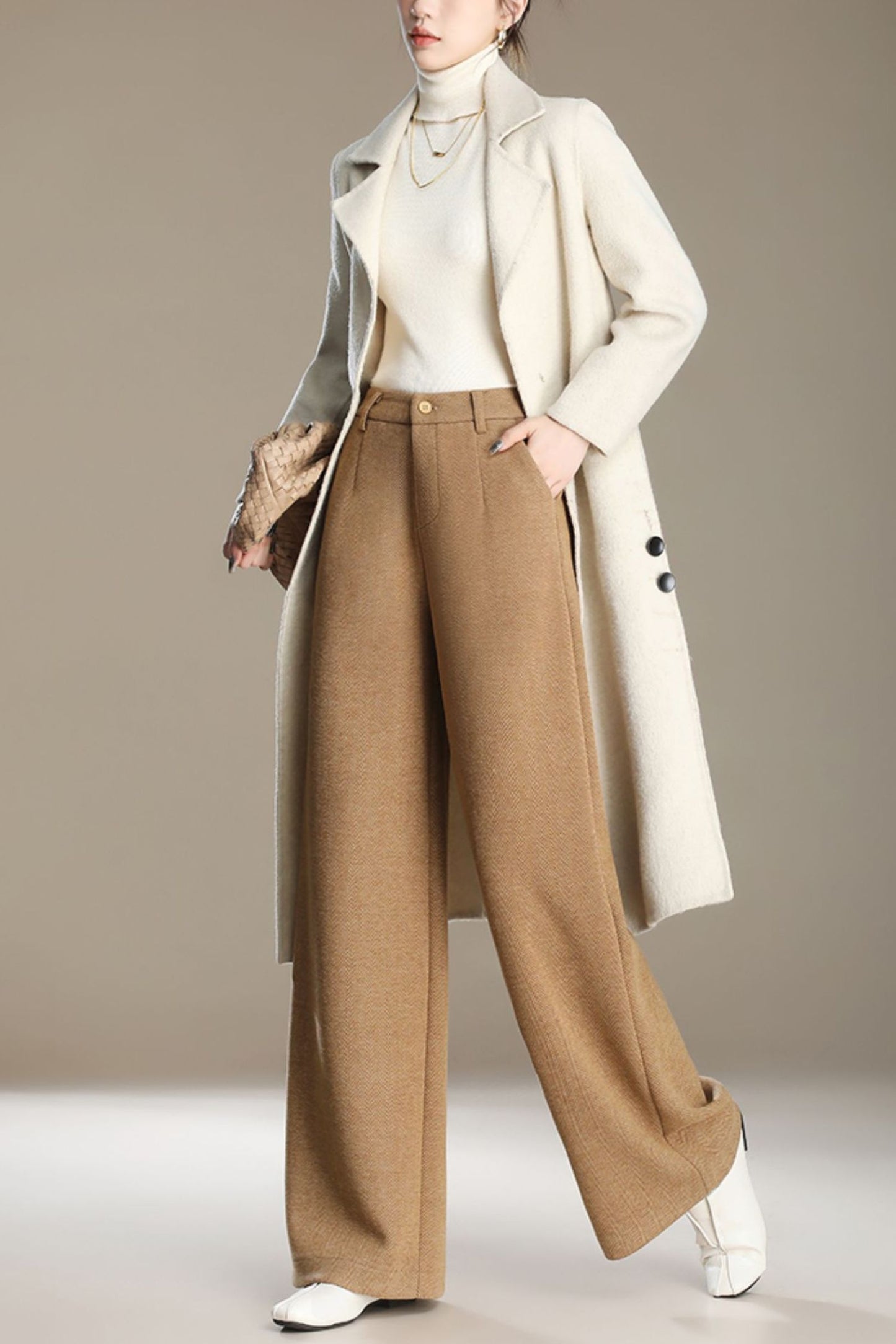Wide leg autumn/winter wool pants c5092