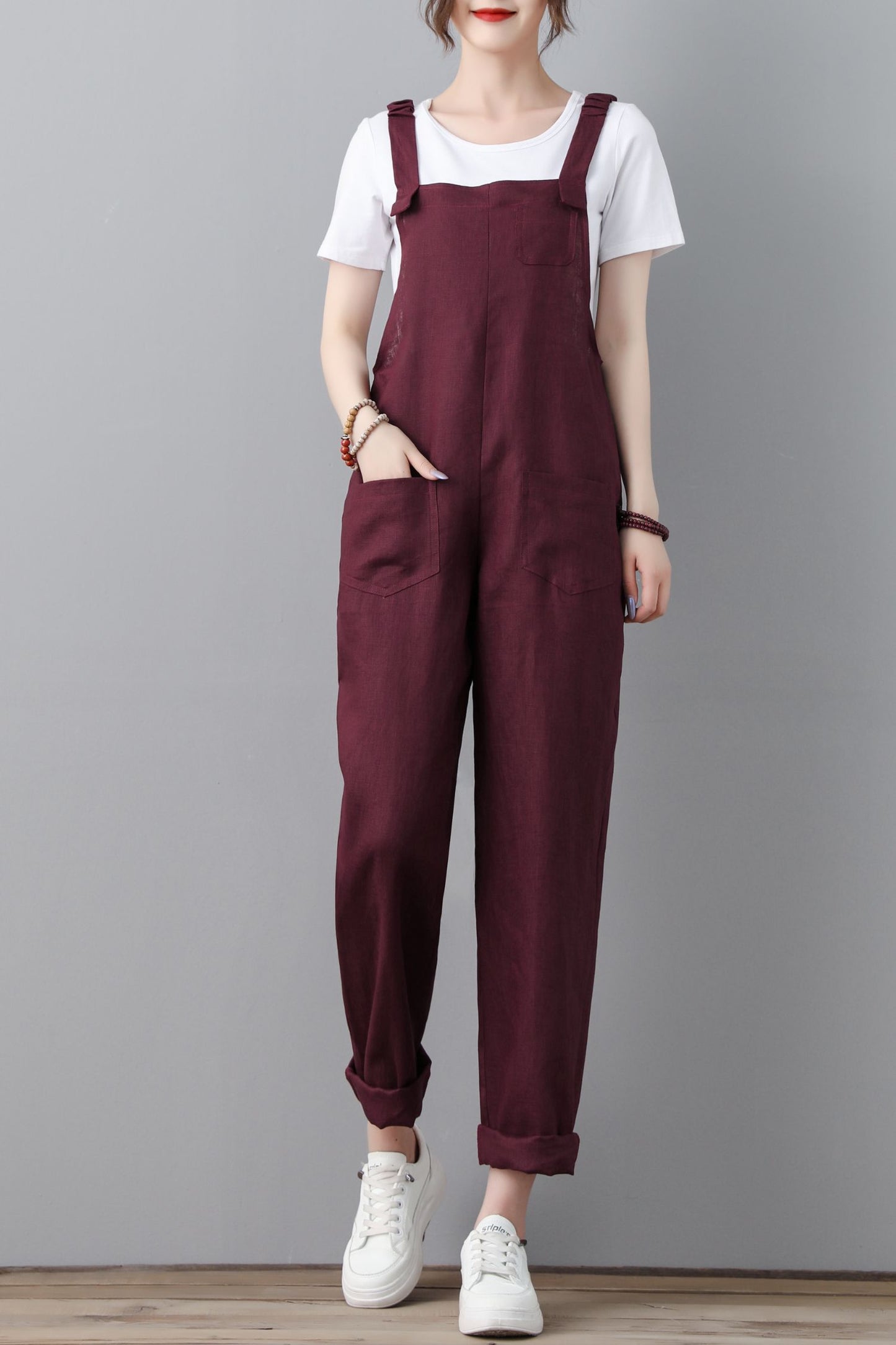 Burgundy spring plus size jumpsuits C2308