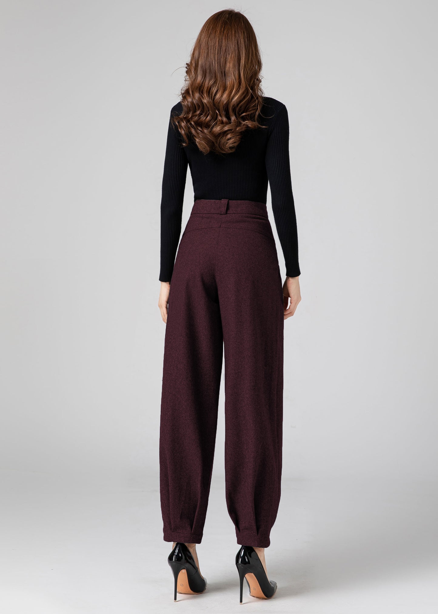 Wool Baggy Women Tapered Pants C5237