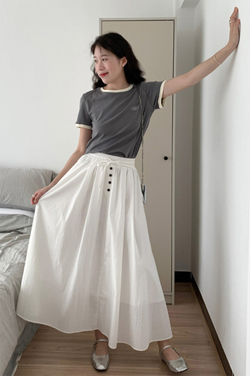 Women's white midi skirt C3341
