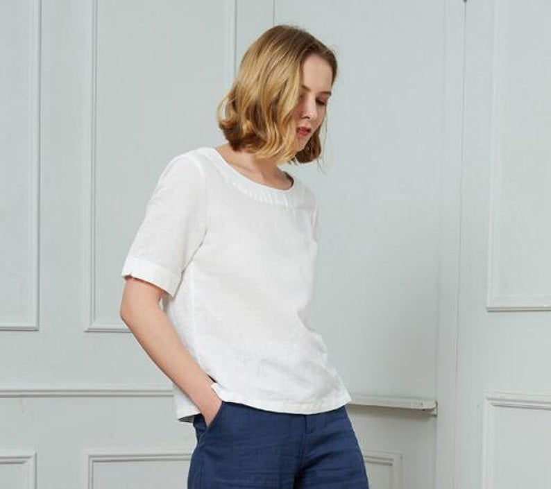 Linen shirt, Short Sleeves shirt, Casual Linen Shirt C1728