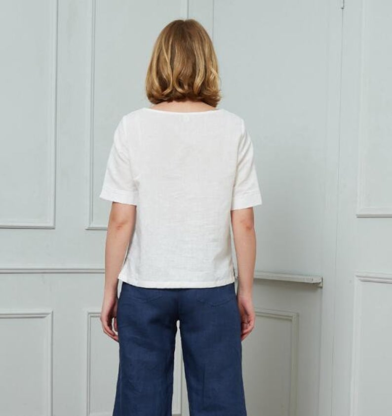 Linen shirt, Short Sleeves shirt, Casual Linen Shirt C1728