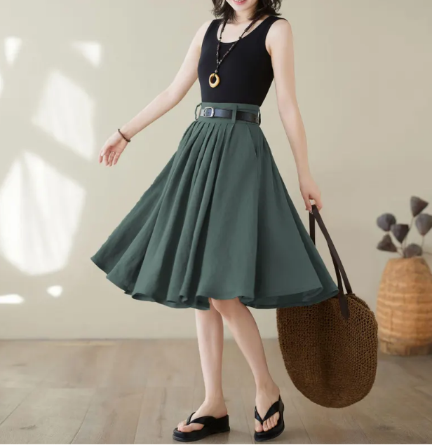 Pleated High Waist Skirt Women C3946
