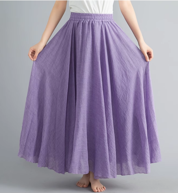 Maxi Plus size summer linen skirt women C5023-19 (violet)