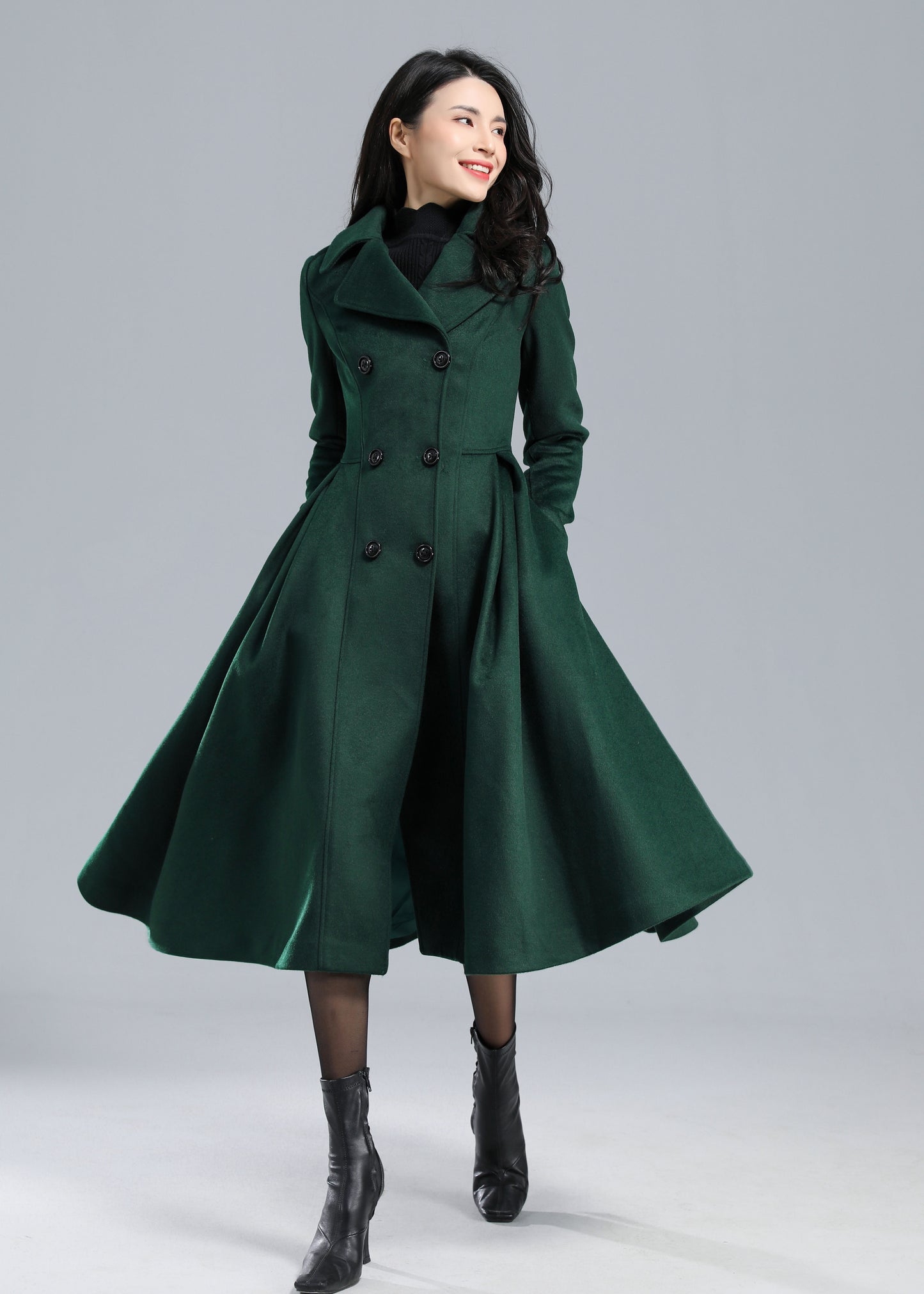 Vintage Inspired Swing Long Princess Coat C4403