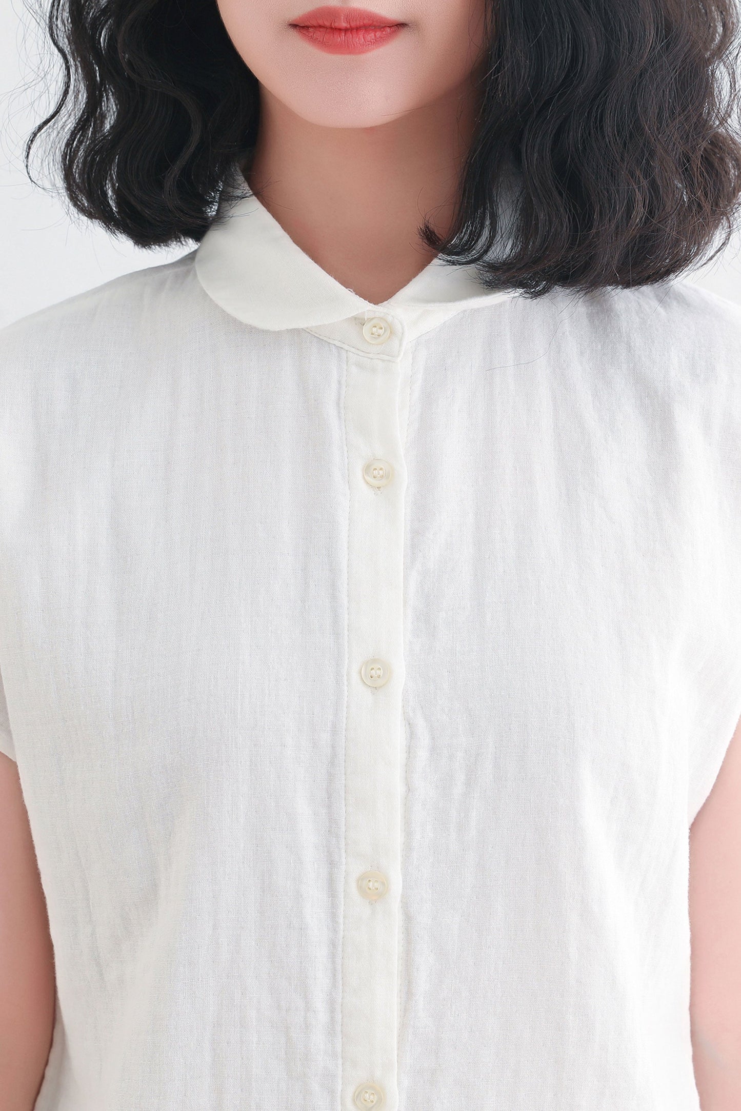 Summer Women White Short Sleeves Blouse C2715,Size S #CK2200400