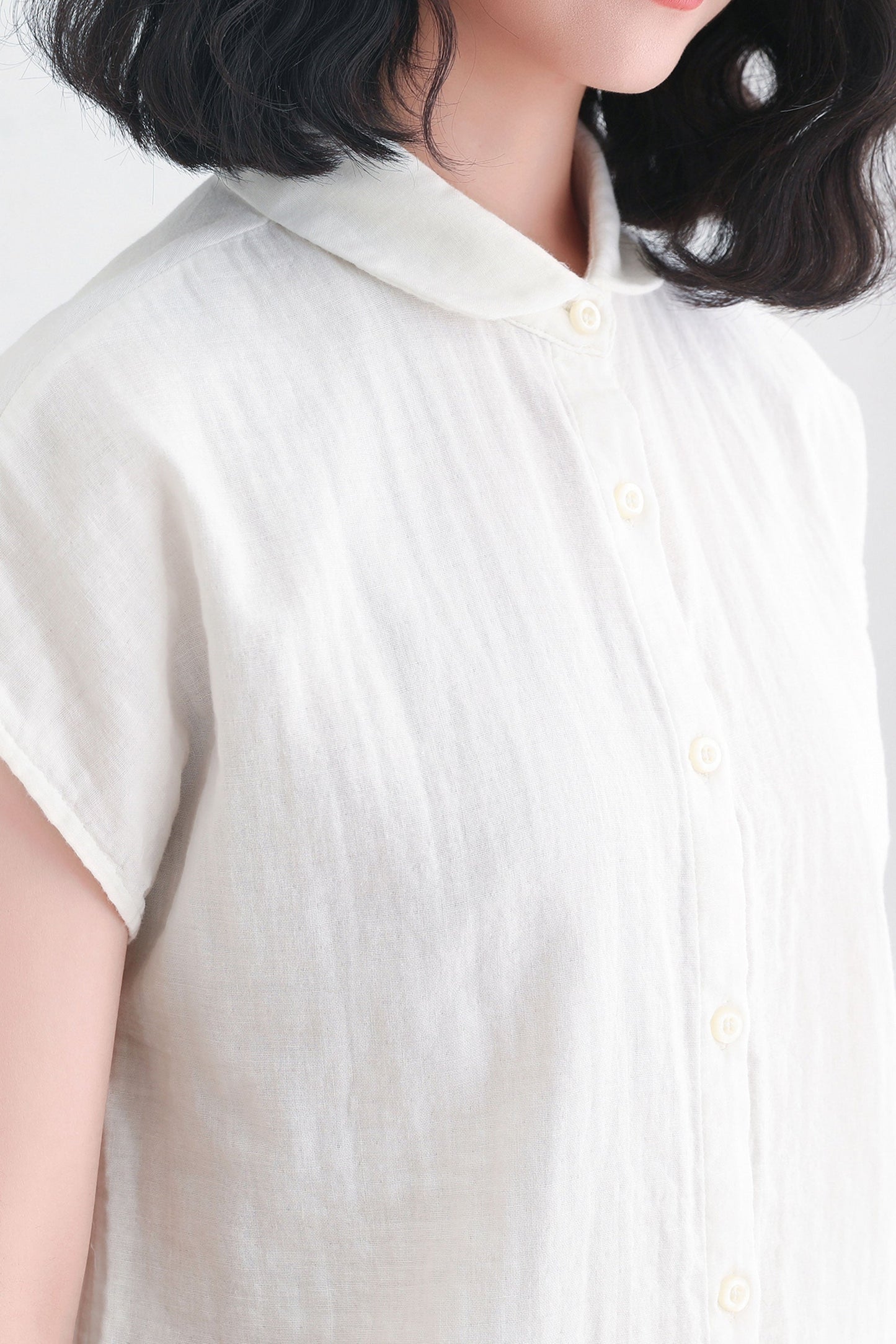 Summer Women White Short Sleeves Blouse C2715,Size S #CK2200400
