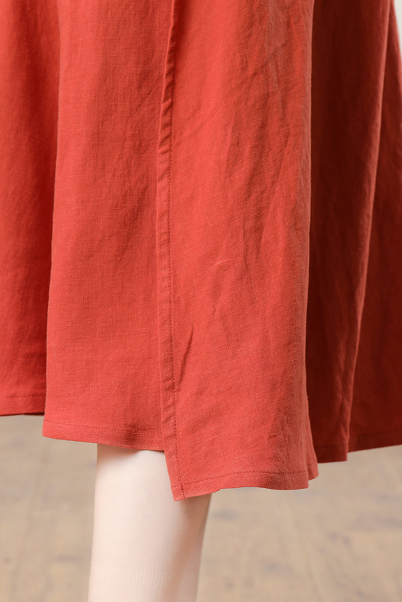 Women's Orange Linen Dress C3282,Size 170US02 #CK2300479