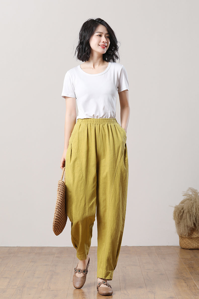 Women's Long Casual Linen Pants C3284-Size S #CK2300485