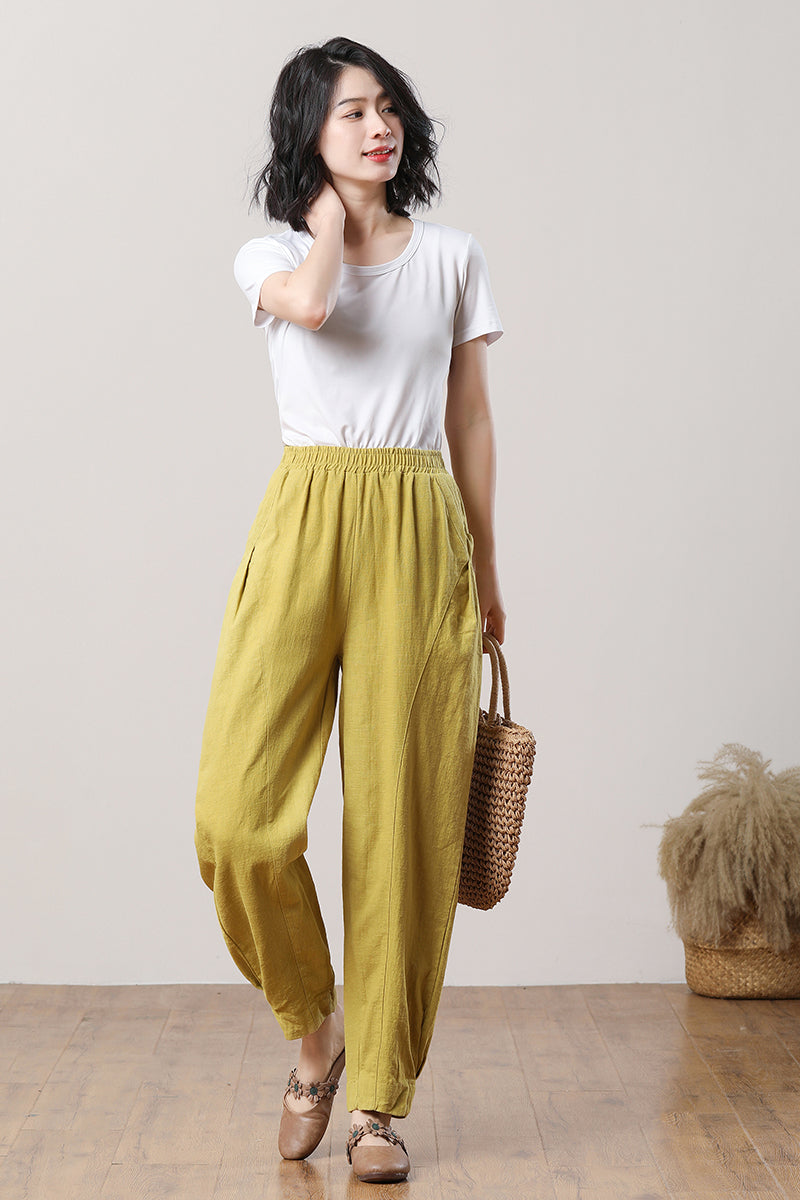 Women's Long Casual Linen Pants C3284-Size S #CK2300485