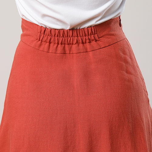 Orange Summer Linen Skirt C3286