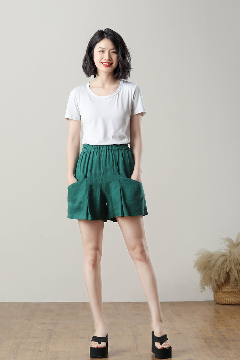 High Waisted Linen Shorts for Women C3233 - #CK2300364