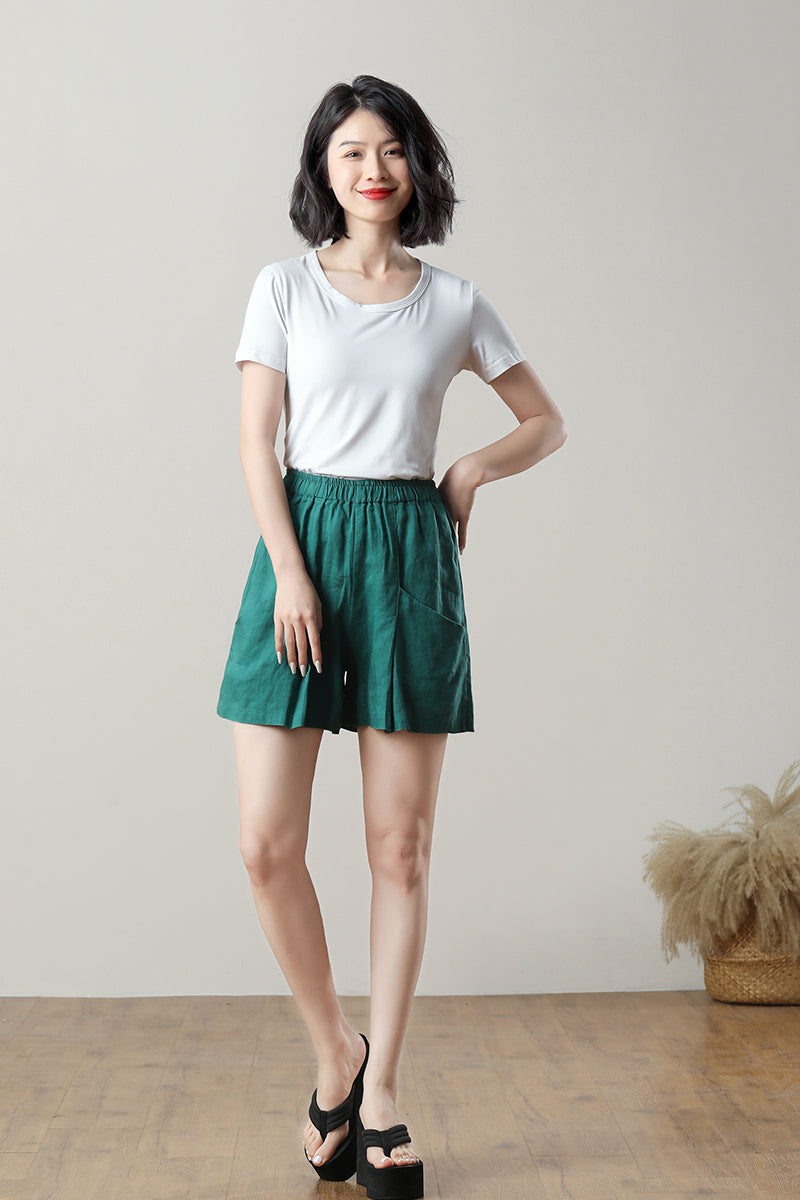 High Waisted Linen Shorts for Women C3233 - #CK2300364