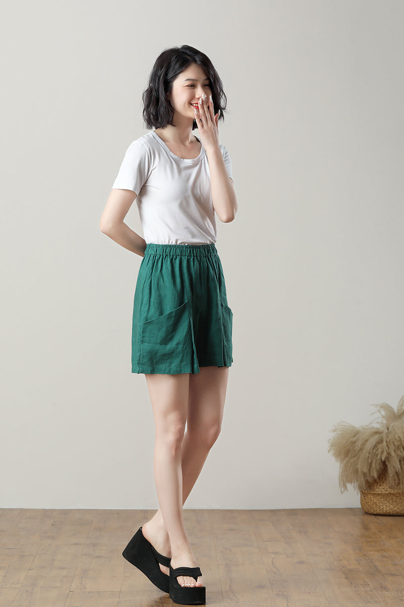 High Waisted Linen Shorts for Women C3233 - #CK2300364