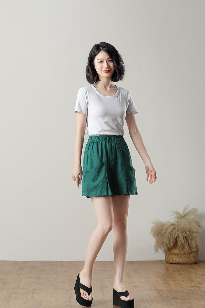 High Waisted Linen Shorts for Women C3233 - #CK2300364