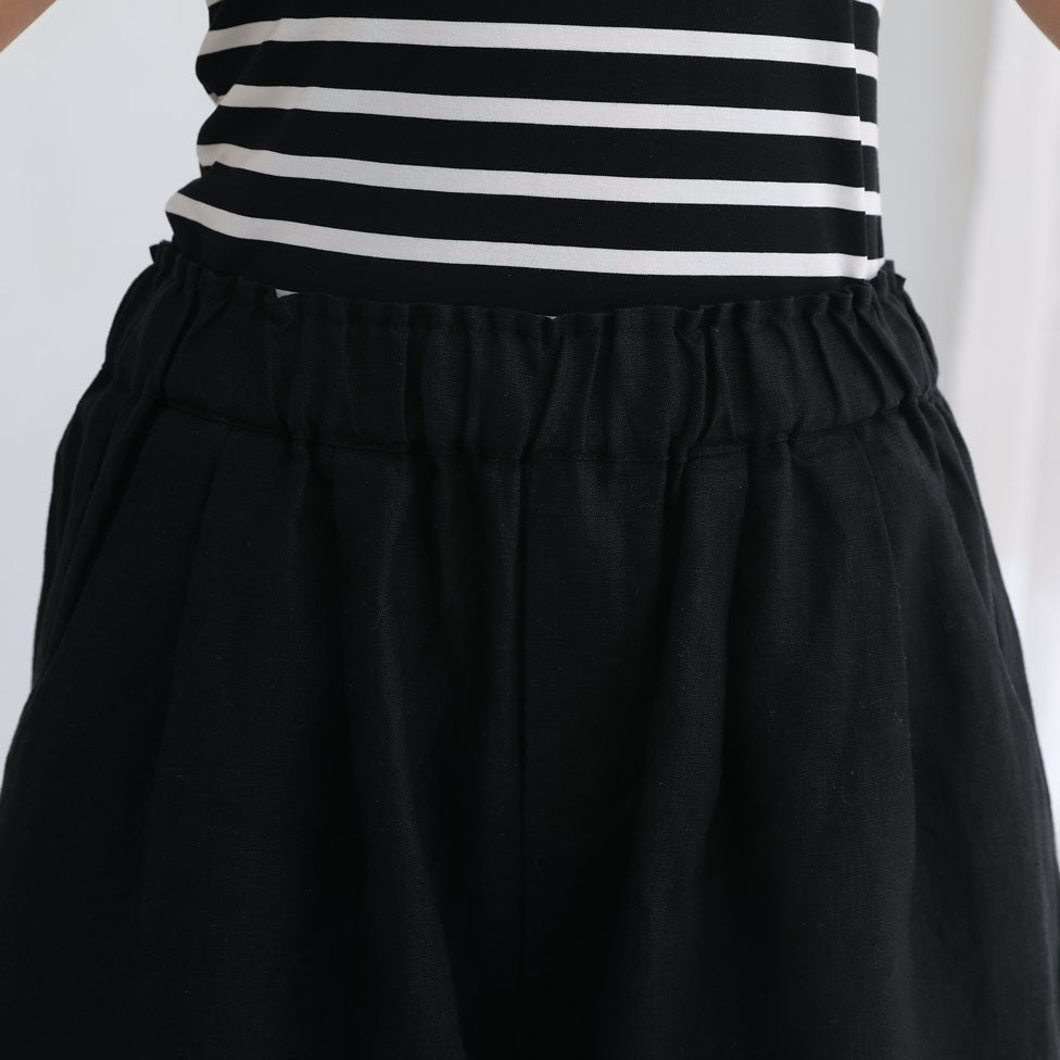 Black High Waist Summer Linen Shorts C2668