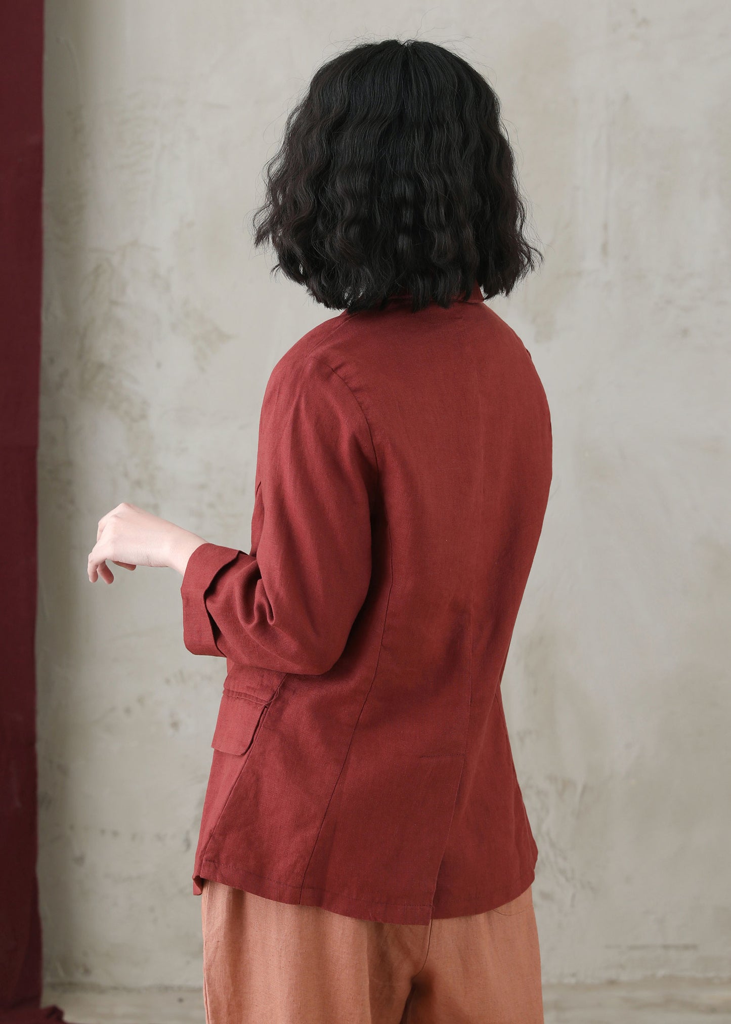 Womens Linen jacket, Red Short Linen jacket C2738