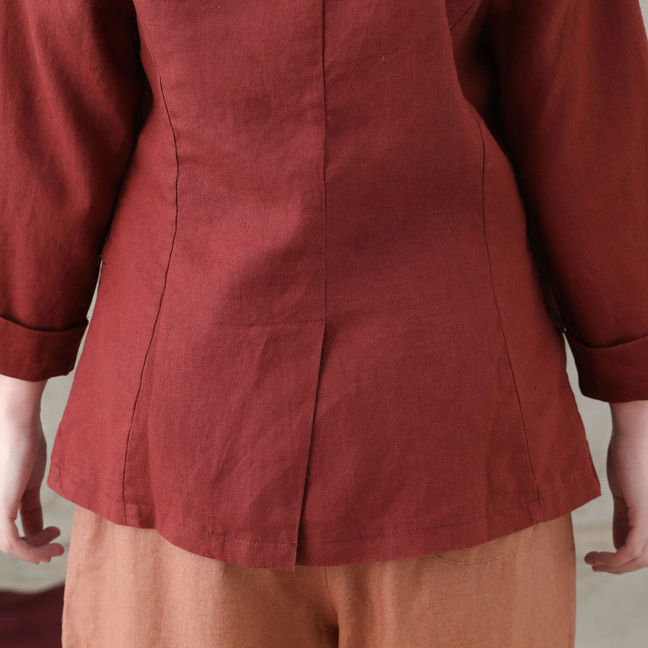 Womens Linen jacket, Red Short Linen jacket C2738