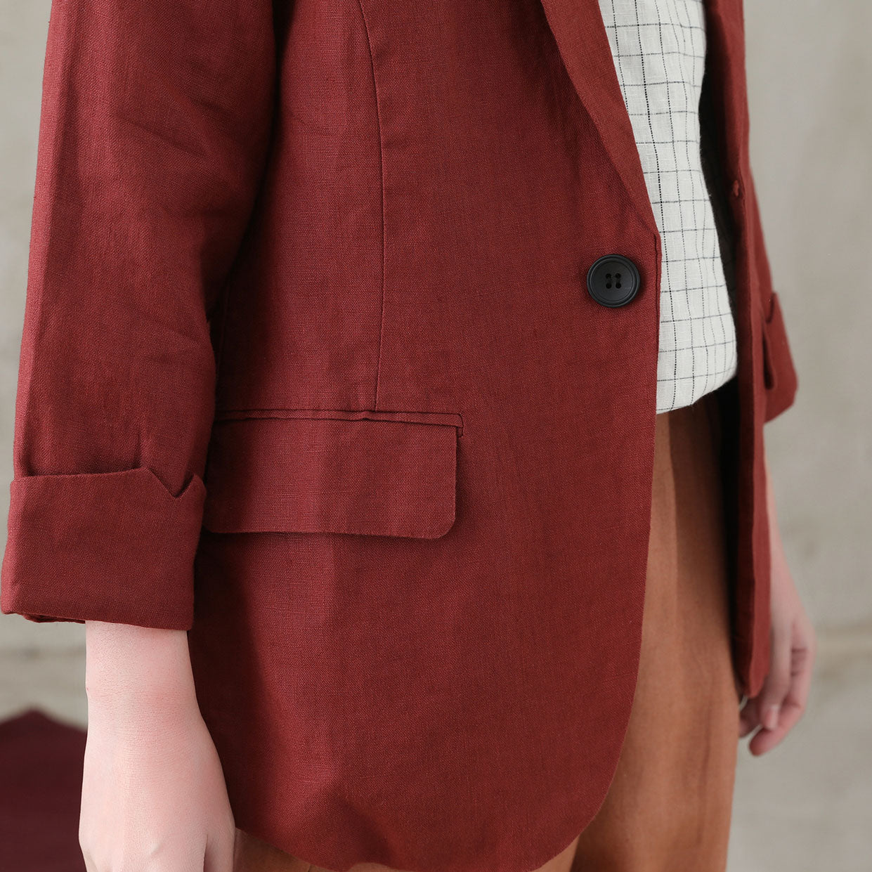 Womens Linen jacket, Red Short Linen jacket C2738
