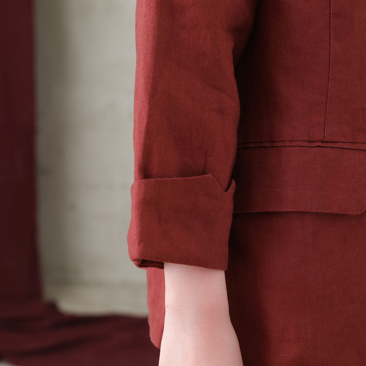 Womens Linen jacket, Red Short Linen jacket C2738