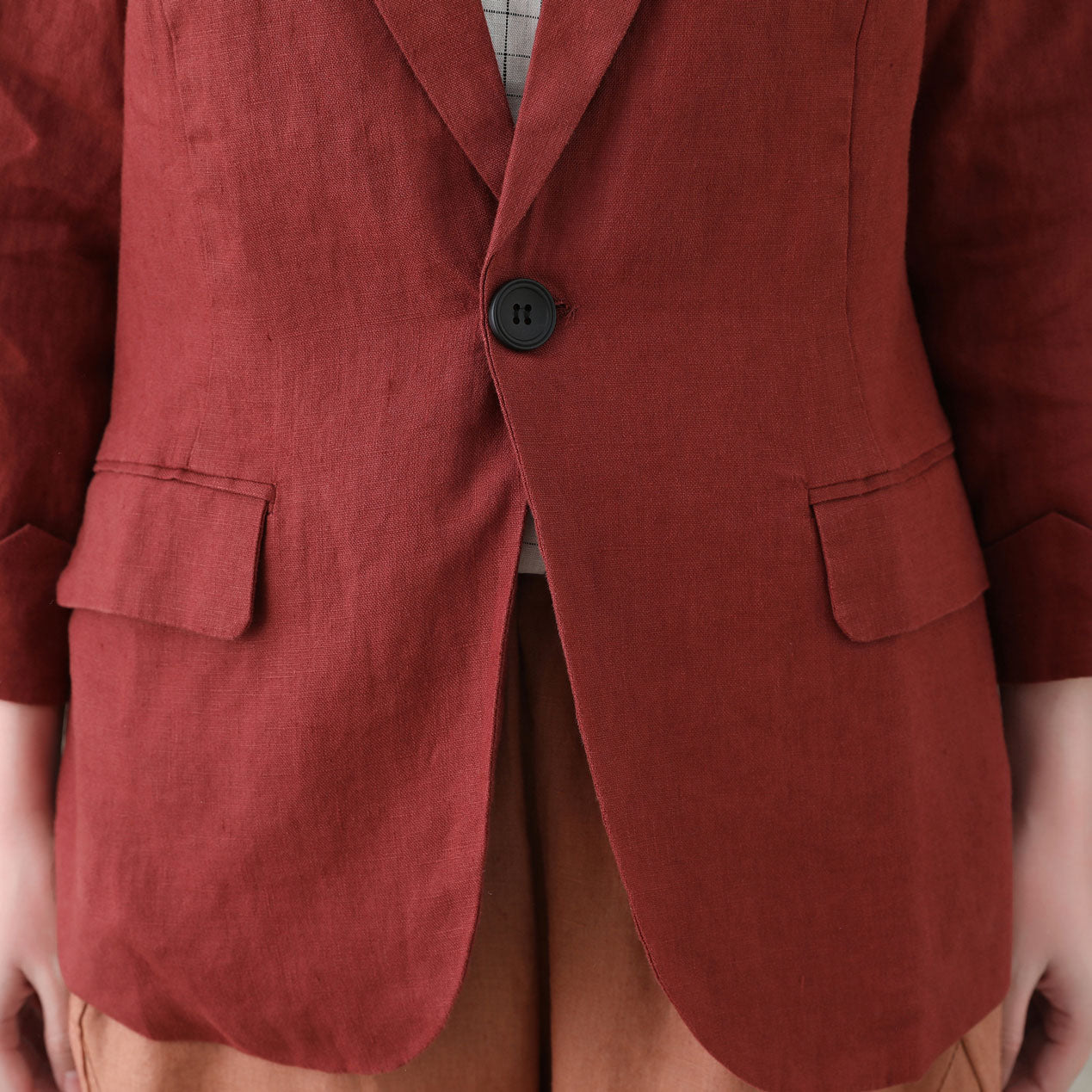 Womens Linen jacket, Red Short Linen jacket C2738