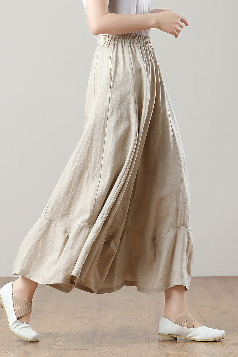 Women's Summer Ruffle Linen Pants C3210,Size XS #CK2300114