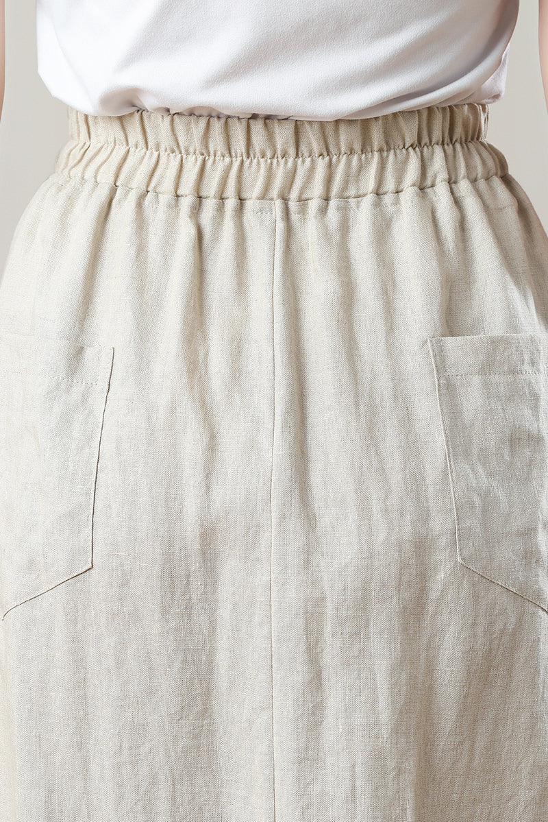 Long Elastic Waist Linen Skirt C3211-Size XS #CK2300117