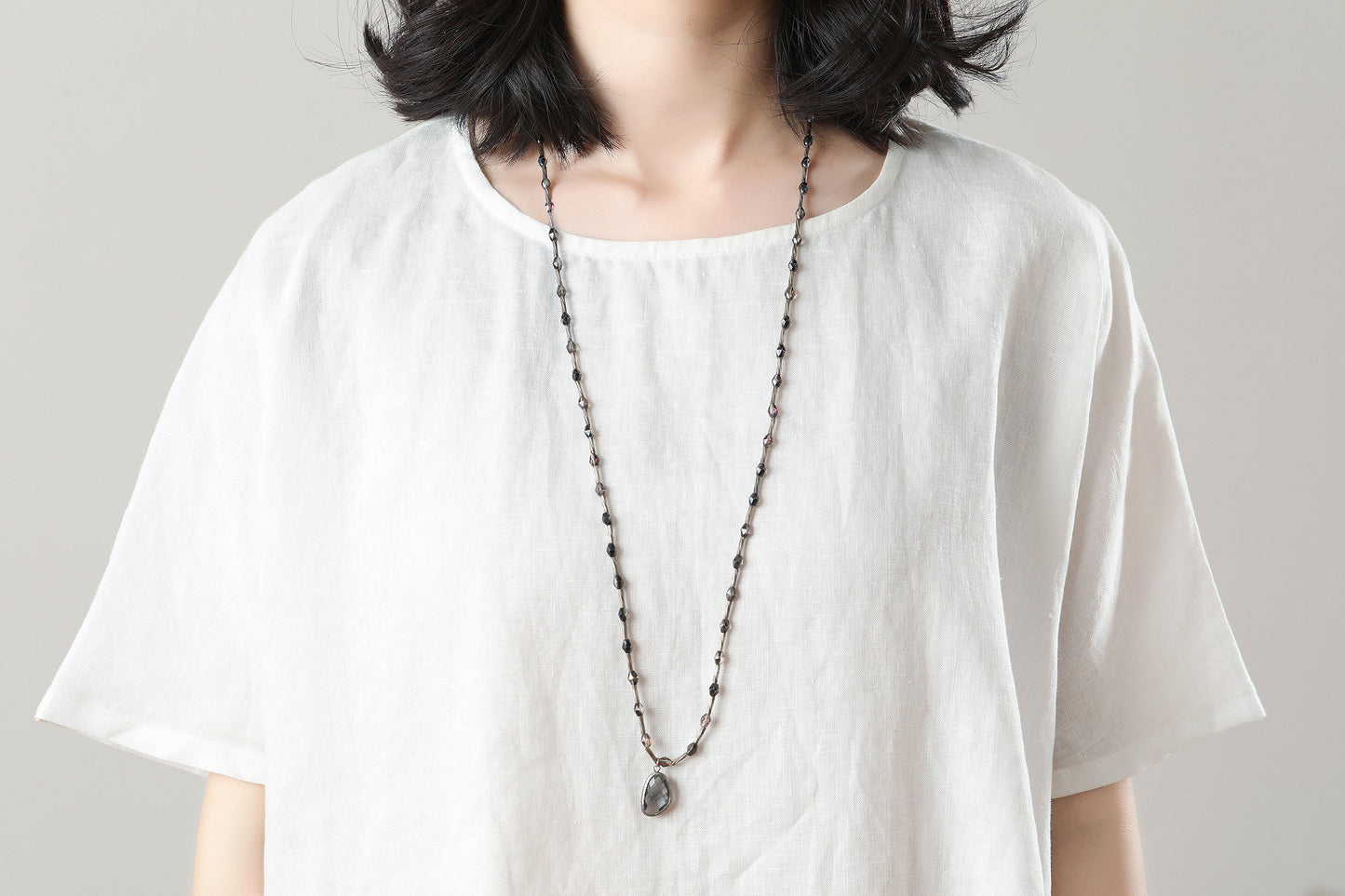 Women's Asymmetrical Linen Tops C3214-Size M #CK2300128