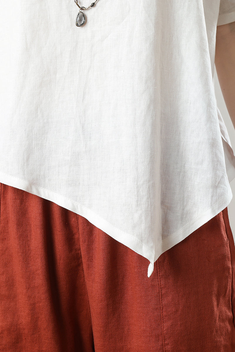 Women's Asymmetrical Linen Tops C3214-Size M #CK2300128