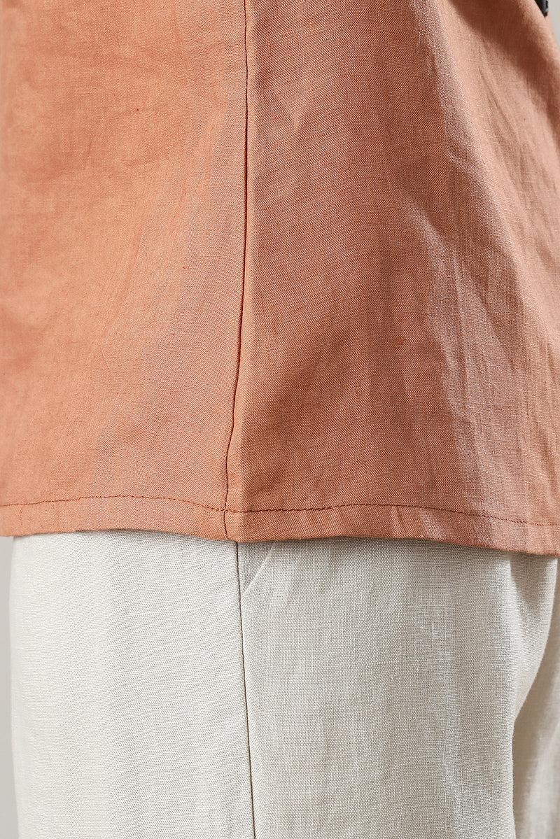 Casual Orange Linen Tops C3215-Size XS #CK2300134