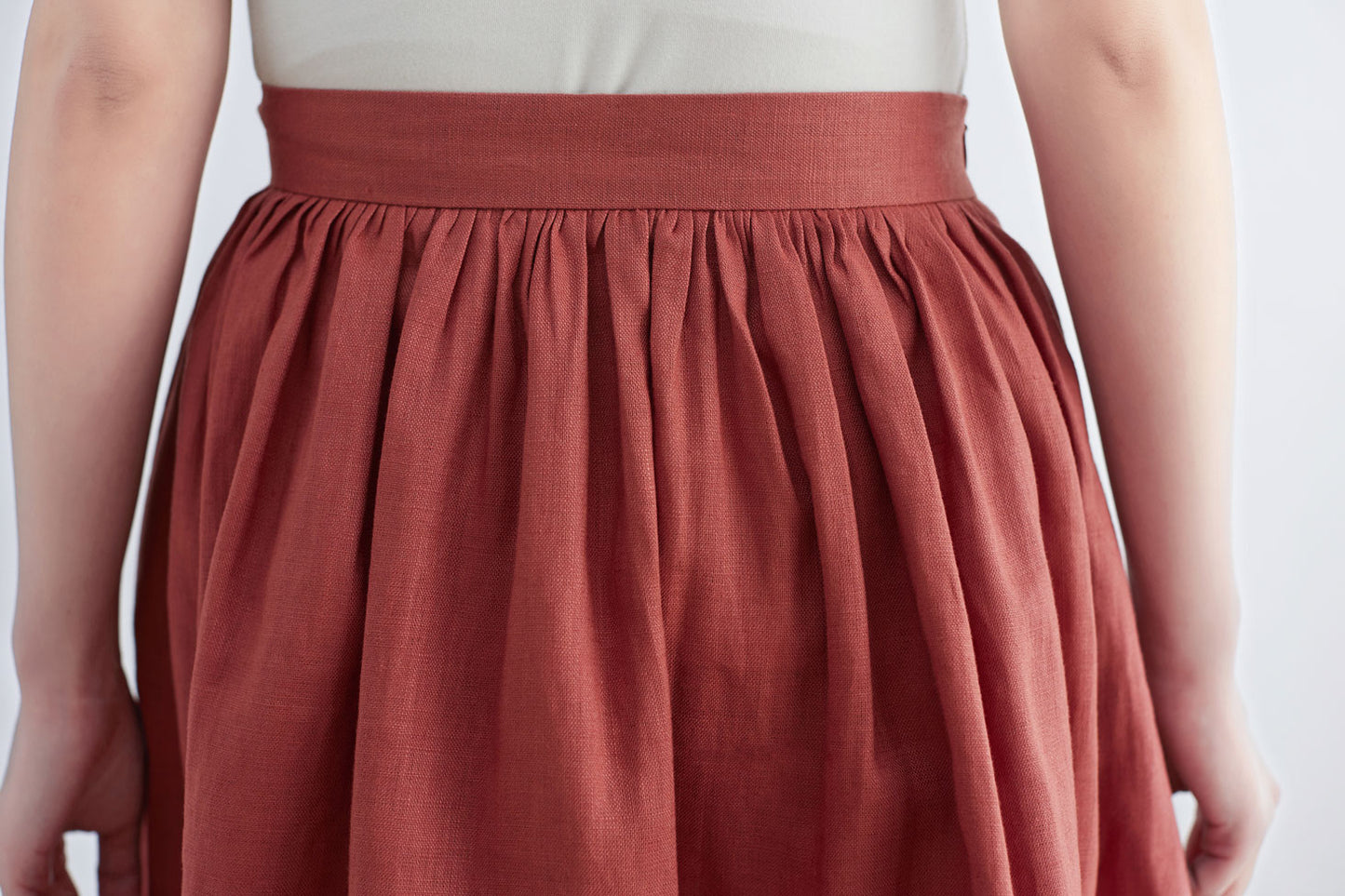 Midi Linen skirt, Summer Skirt with Pockets C2700