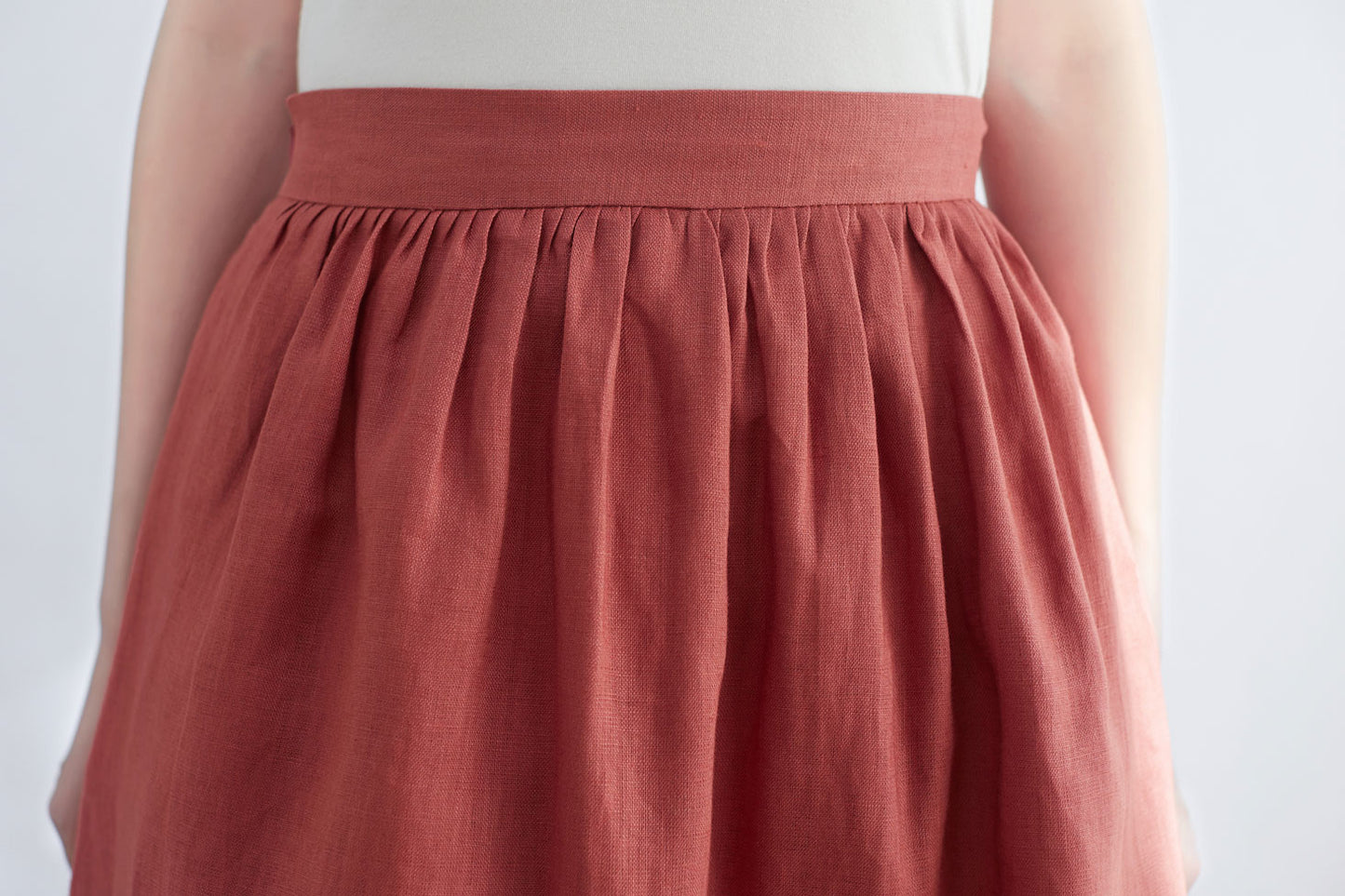 Midi Linen skirt, Summer Skirt with Pockets C2700