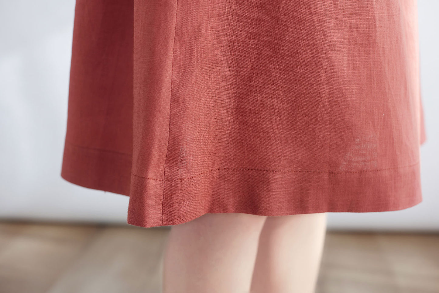 Midi Linen skirt, Summer Skirt with Pockets C2700