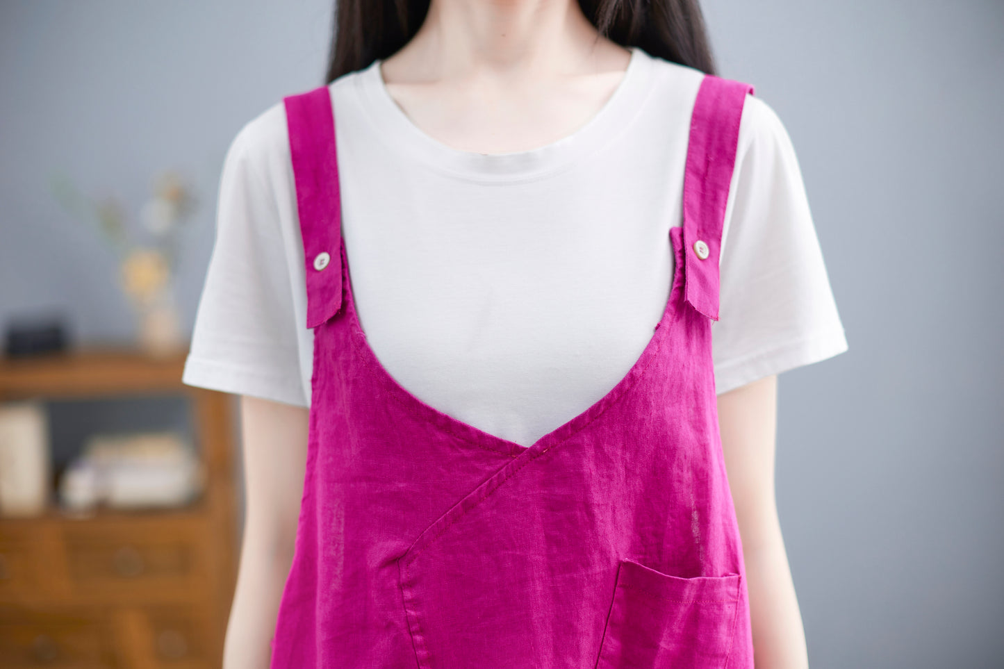 Linen loose fit dress women C2256