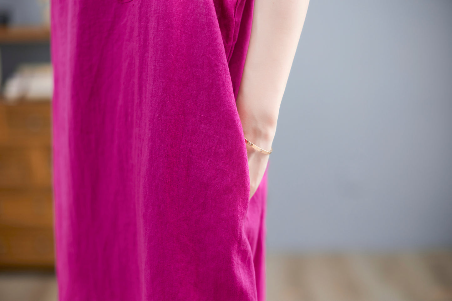 Linen loose fit dress women C2256