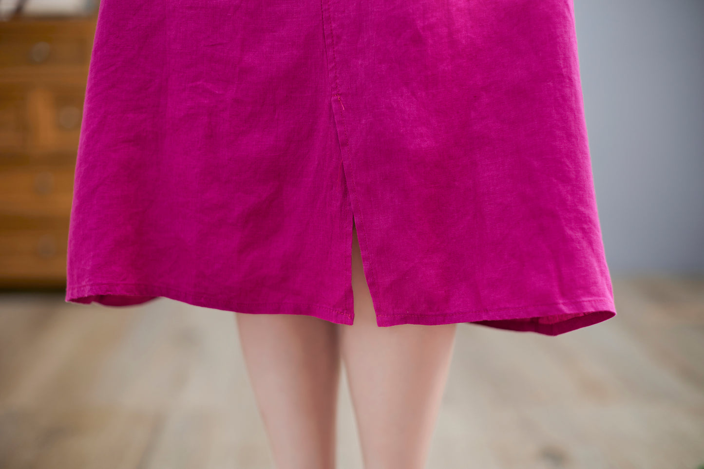 Linen loose fit dress women C2256