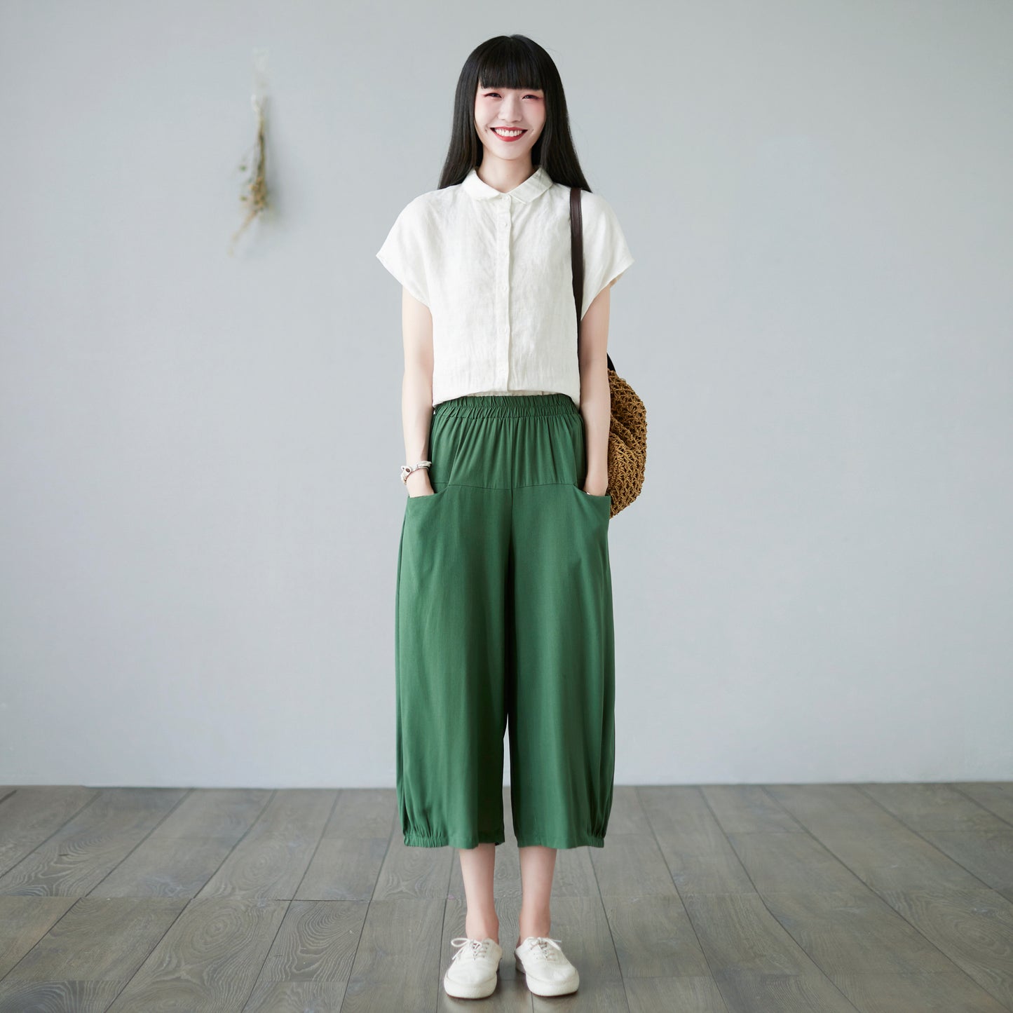 Casual Trouser Cropped Wide Leg Pants c2287