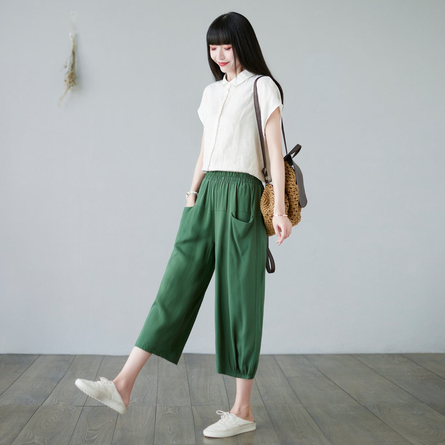 Casual Trouser Cropped Wide Leg Pants c2287