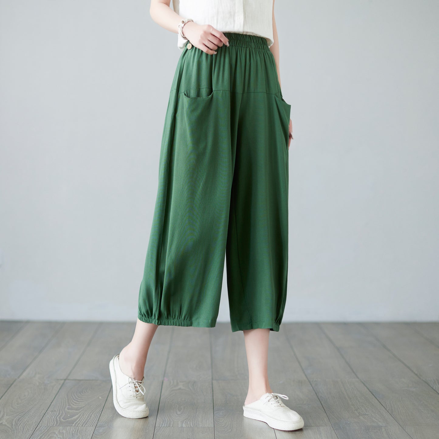 Casual Trouser Cropped Wide Leg Pants c2287
