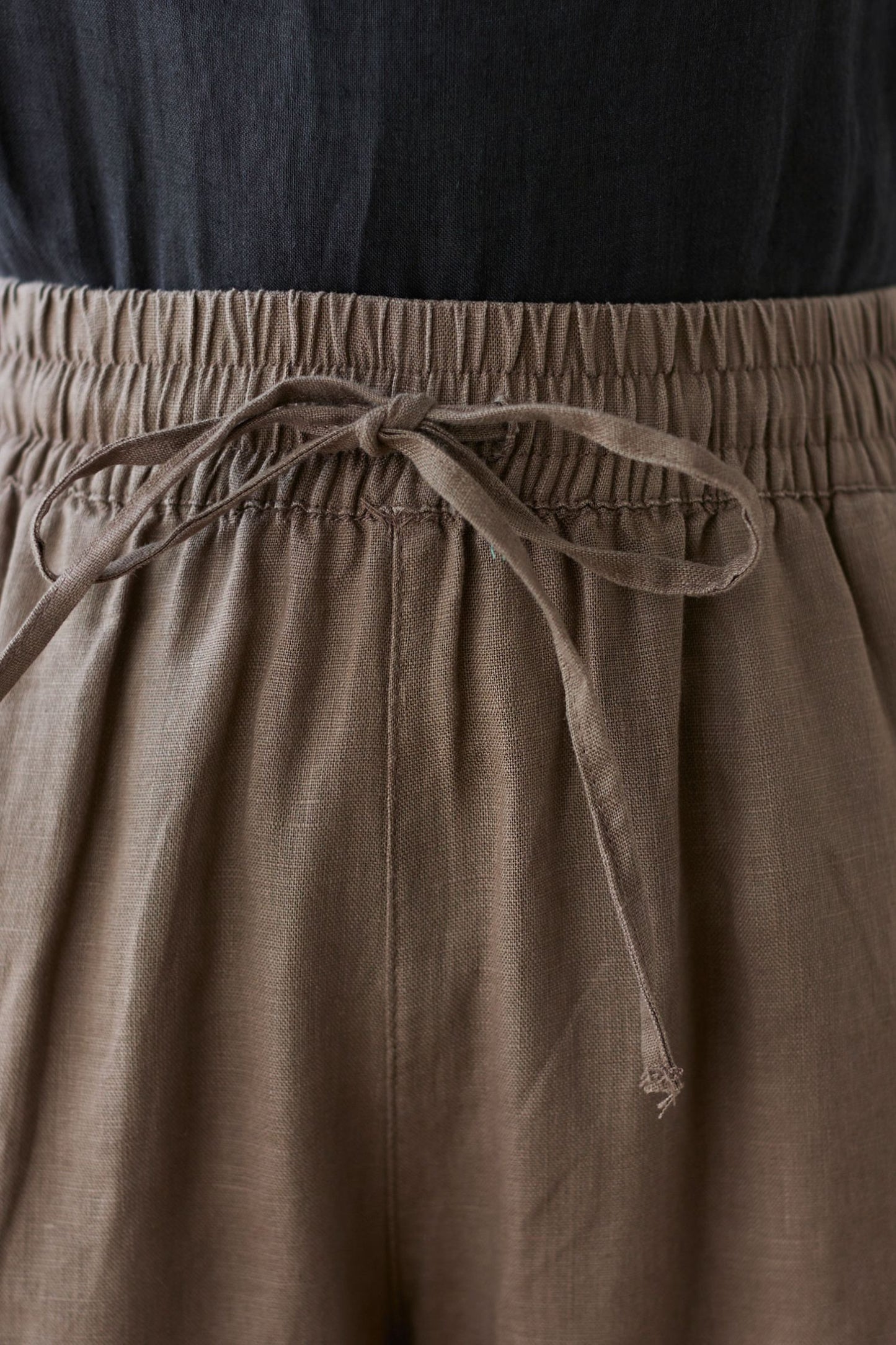 Elastic waist wide leg linen pants for women C2133