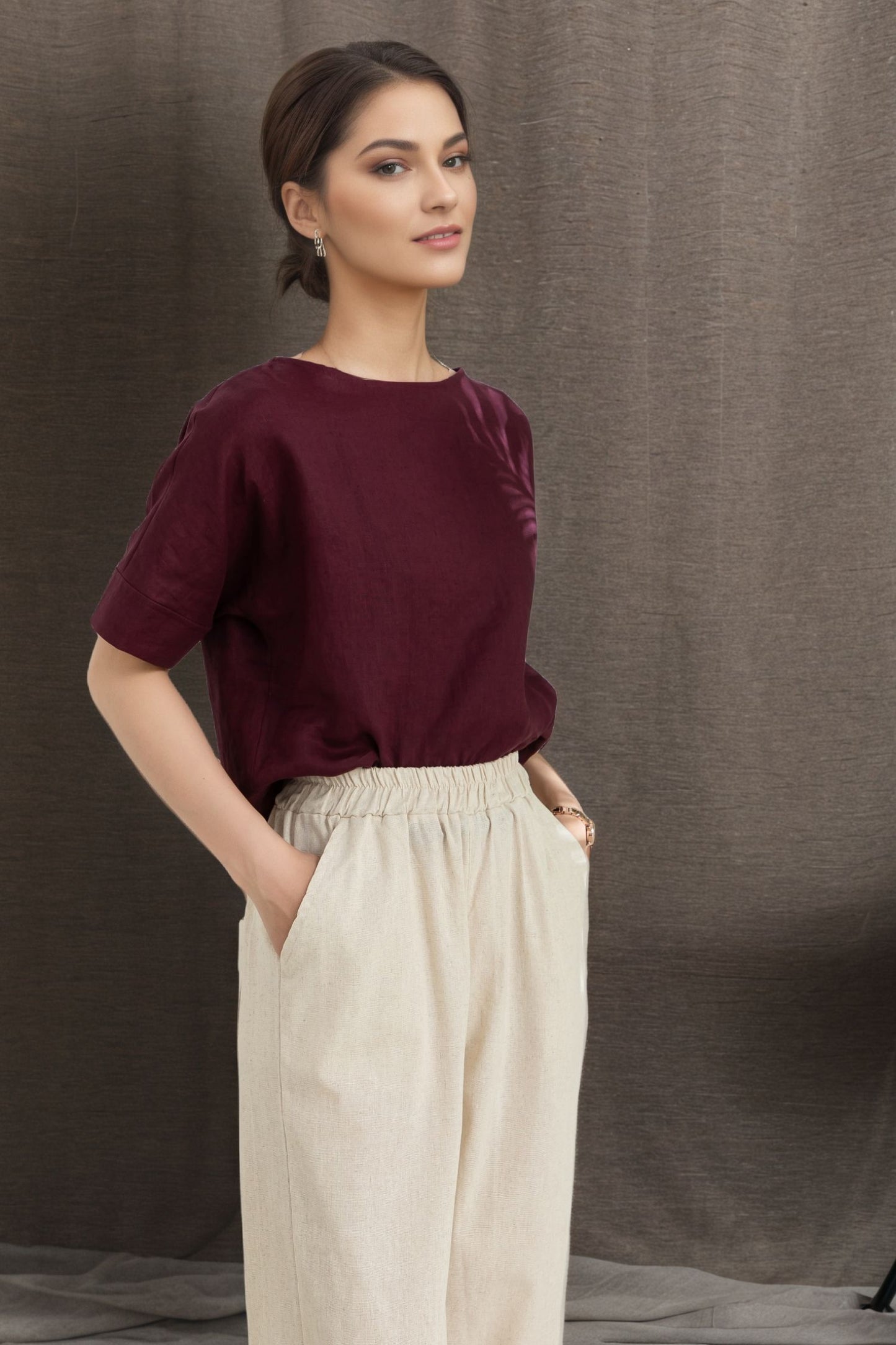 Women's summer loose fitting Linen Tops C4850