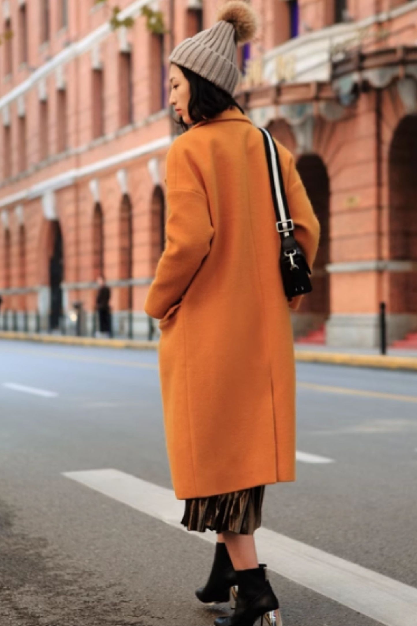 Winter warm long trench wool coat C5167