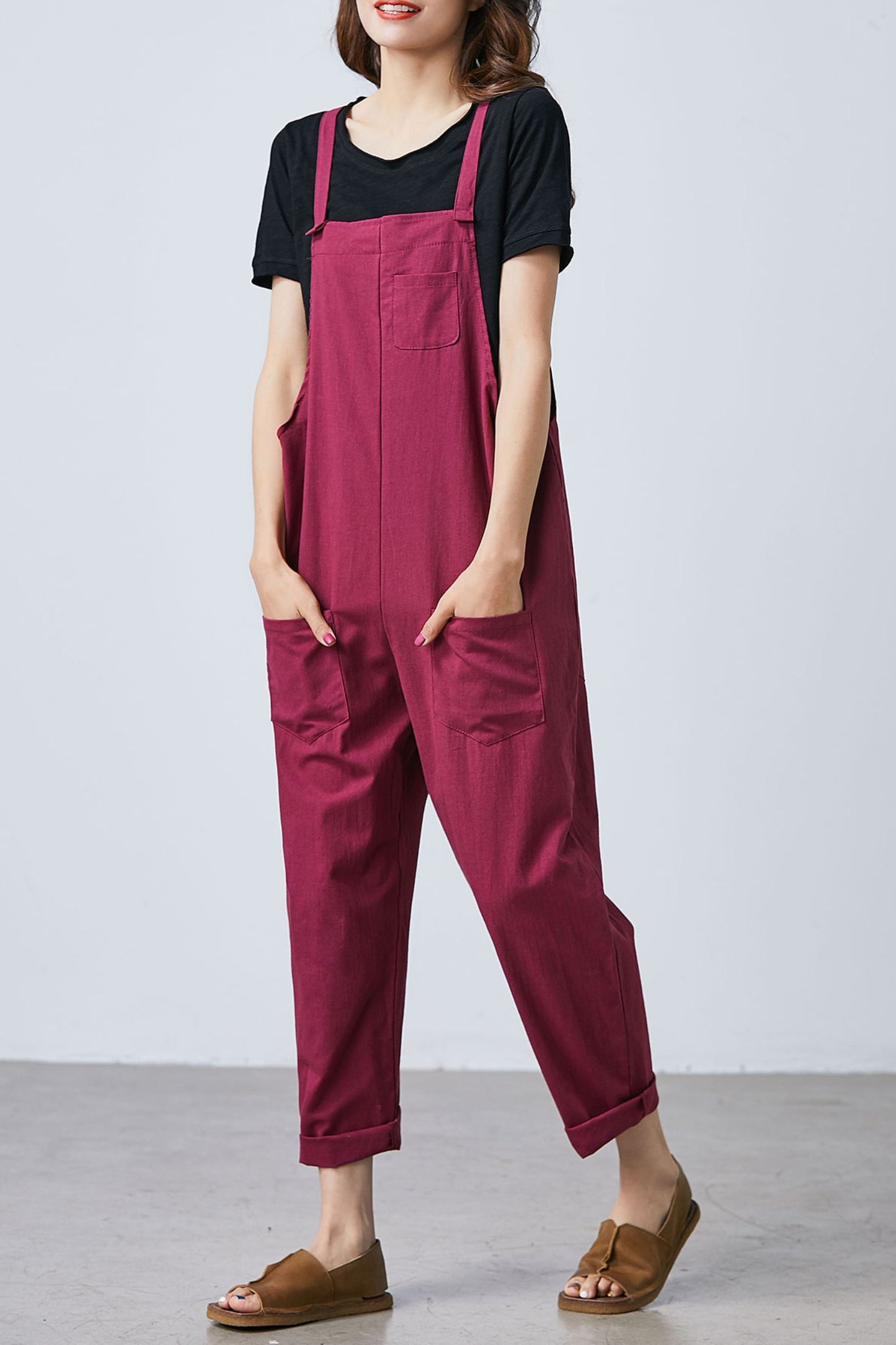 Women Casual Linen Jumpsuits Overalls Pants C1692