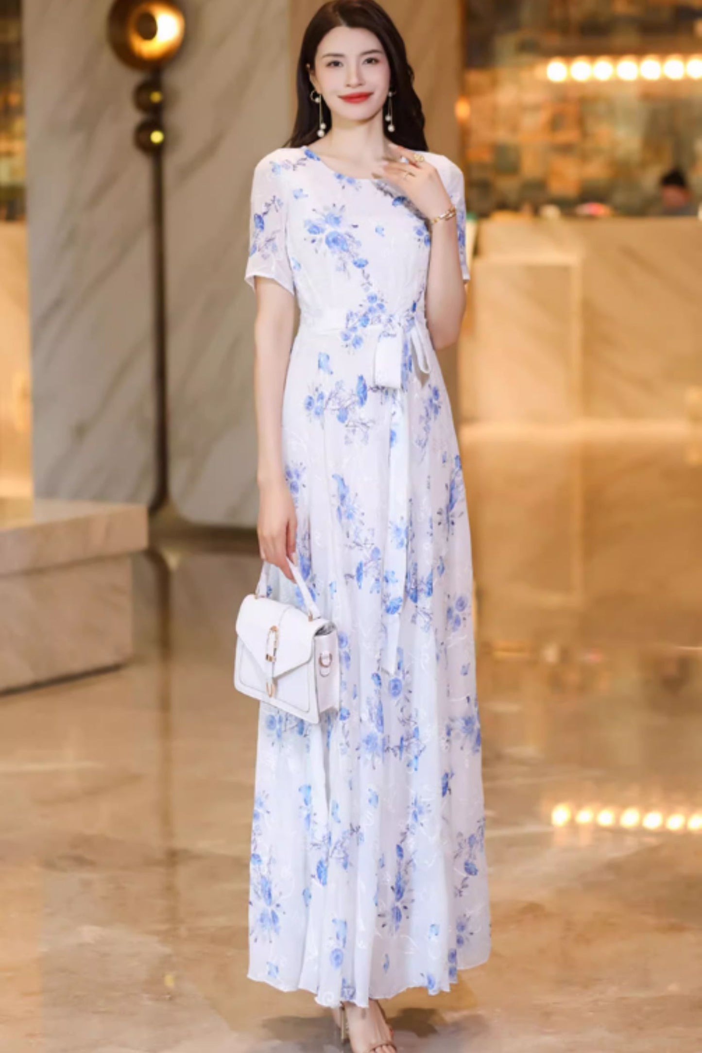 Floral prom summer chiffon dresses C4922