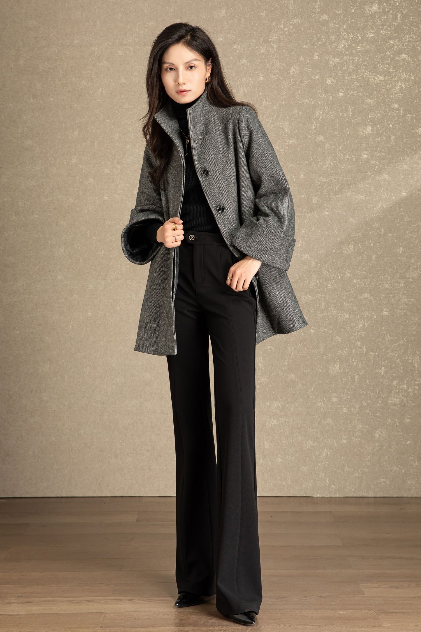 Casual winter short wool coat women C4487