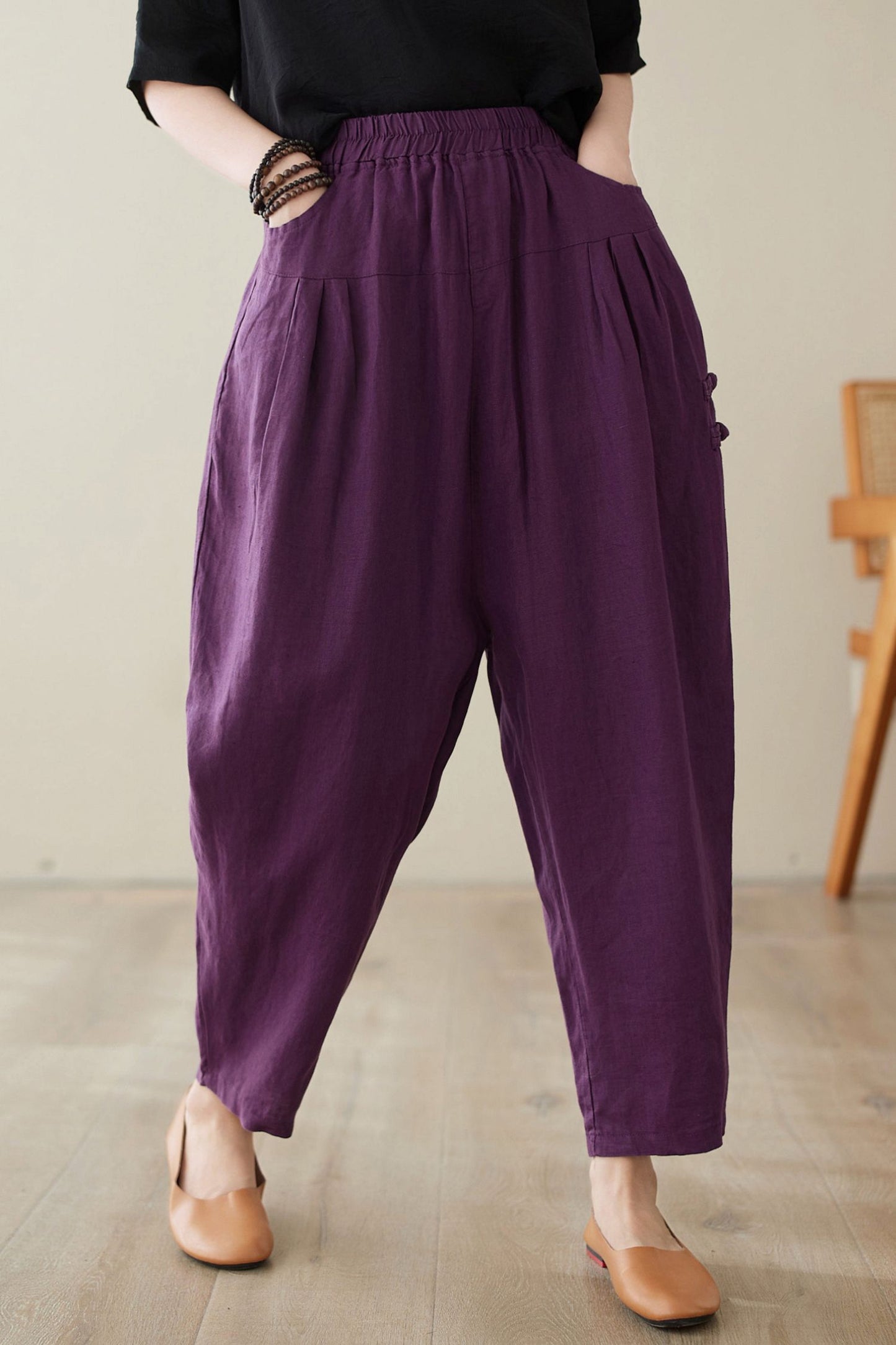 Loose fit pants with pockets C3967